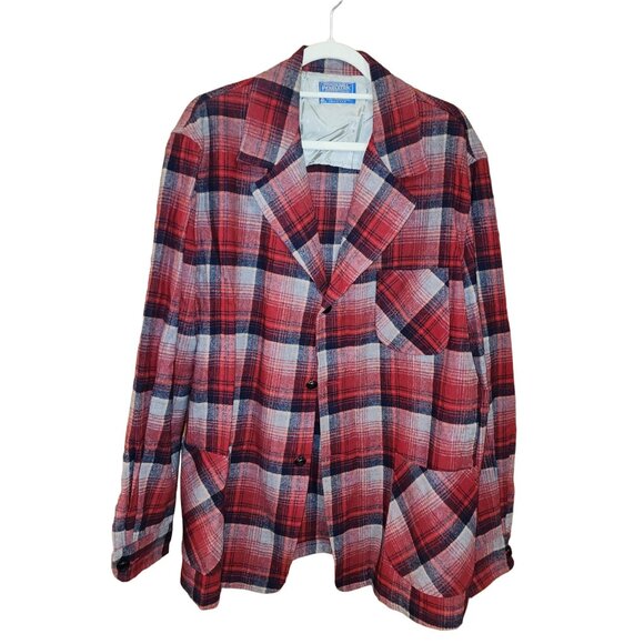 Vintage Pendleton Vintage Plaid 100% virgin wool Jacket Mens size XL - Picture 1 of 3